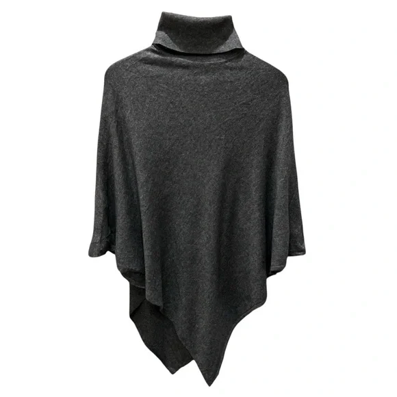Hand knit NWT Grey Cashmere Poncho Sz M - Picture 2 of 9